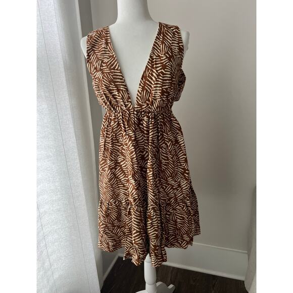House of Harlow Linen Dress Beachy Resortwear Halter Dress Animal Print - Picture 1 of 3